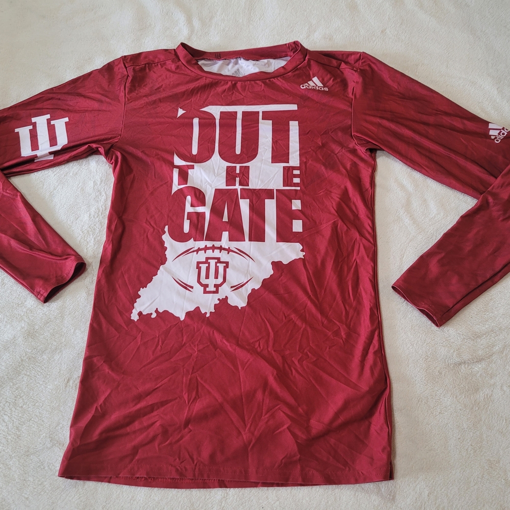 Adidas IU Red Long Sleeve Graphic Moisture Wicking Shirt L